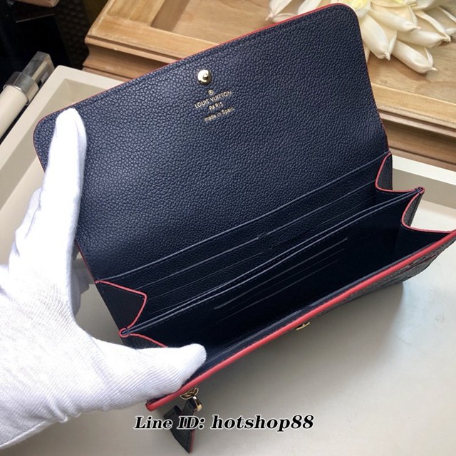 路易威登LV錢包 LV牛皮壓花 女士翻蓋長錢包 M62127 海軍藍 Pont-Neuf長款錢夾 xxlv1420